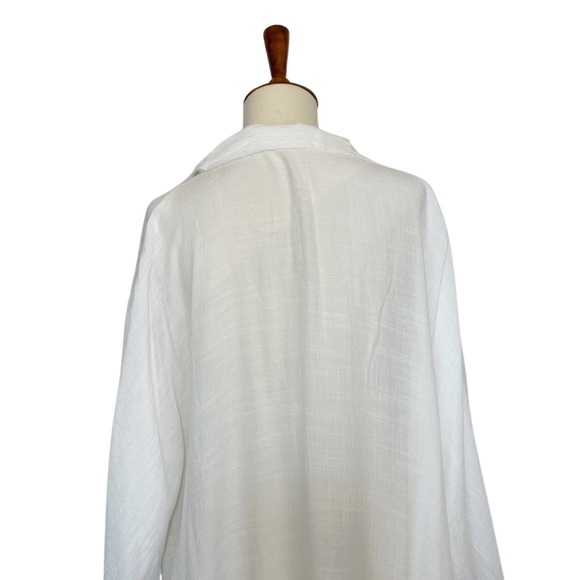Flowing White Button Down Kimono Beach Coverup - Picture 12 of 15